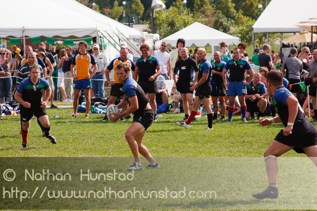 Rugby players at Irish Fest